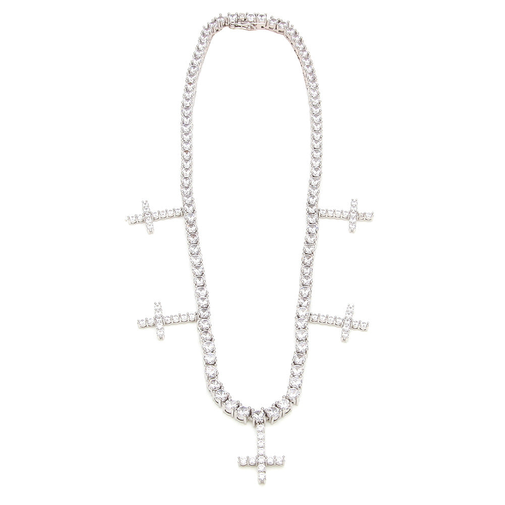 5-Way Crucifix Cross CZ Diamond Necklace