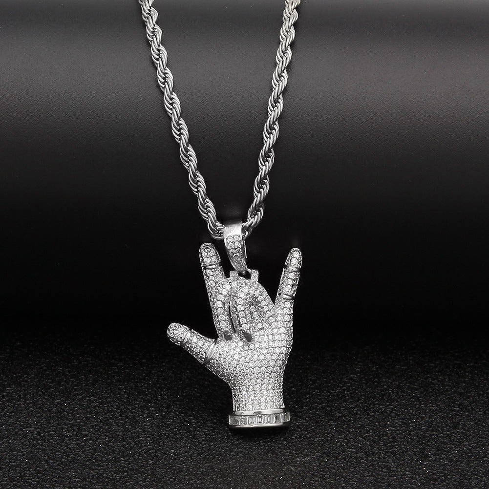 ILY Universal I LOVE YOU Hand Signal Pendant Necklace