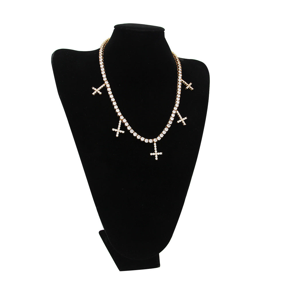 5-Way Crucifix Cross CZ Diamond Necklace