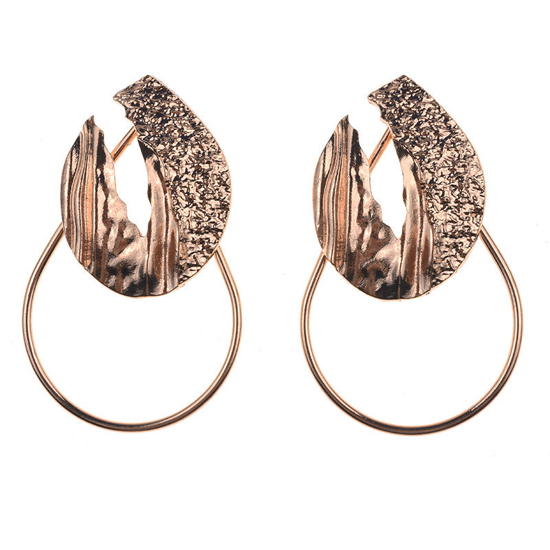 Woman's Metallic Hooped Leaf Earrings