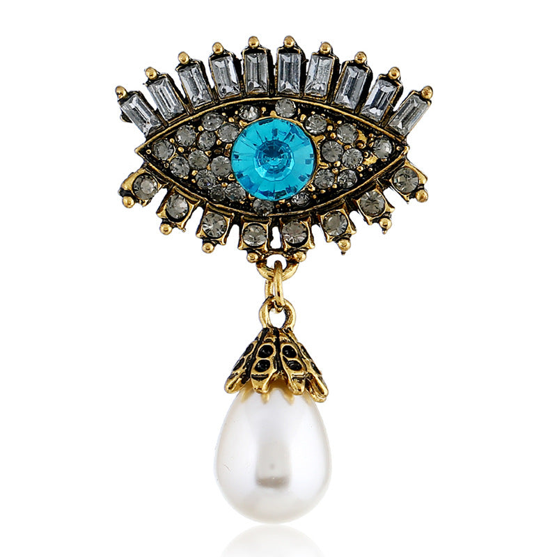 Evil Eye w/ Pearl Teardrop Brooch