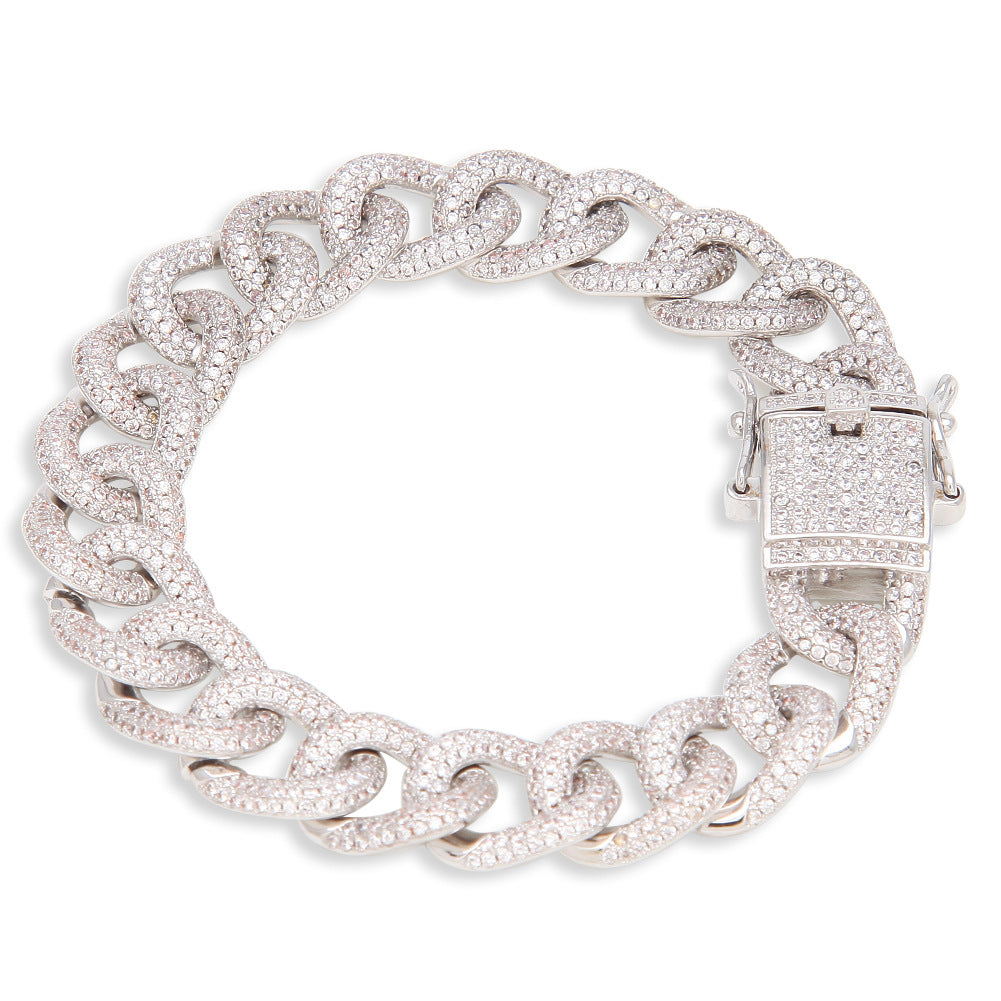 CZ Diamond Encrusted Cuban Chain Bracelet