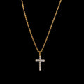 Embellished Stainless Steel Crucifix Pendant Necklace