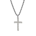 Embellished Stainless Steel Crucifix Pendant Necklace