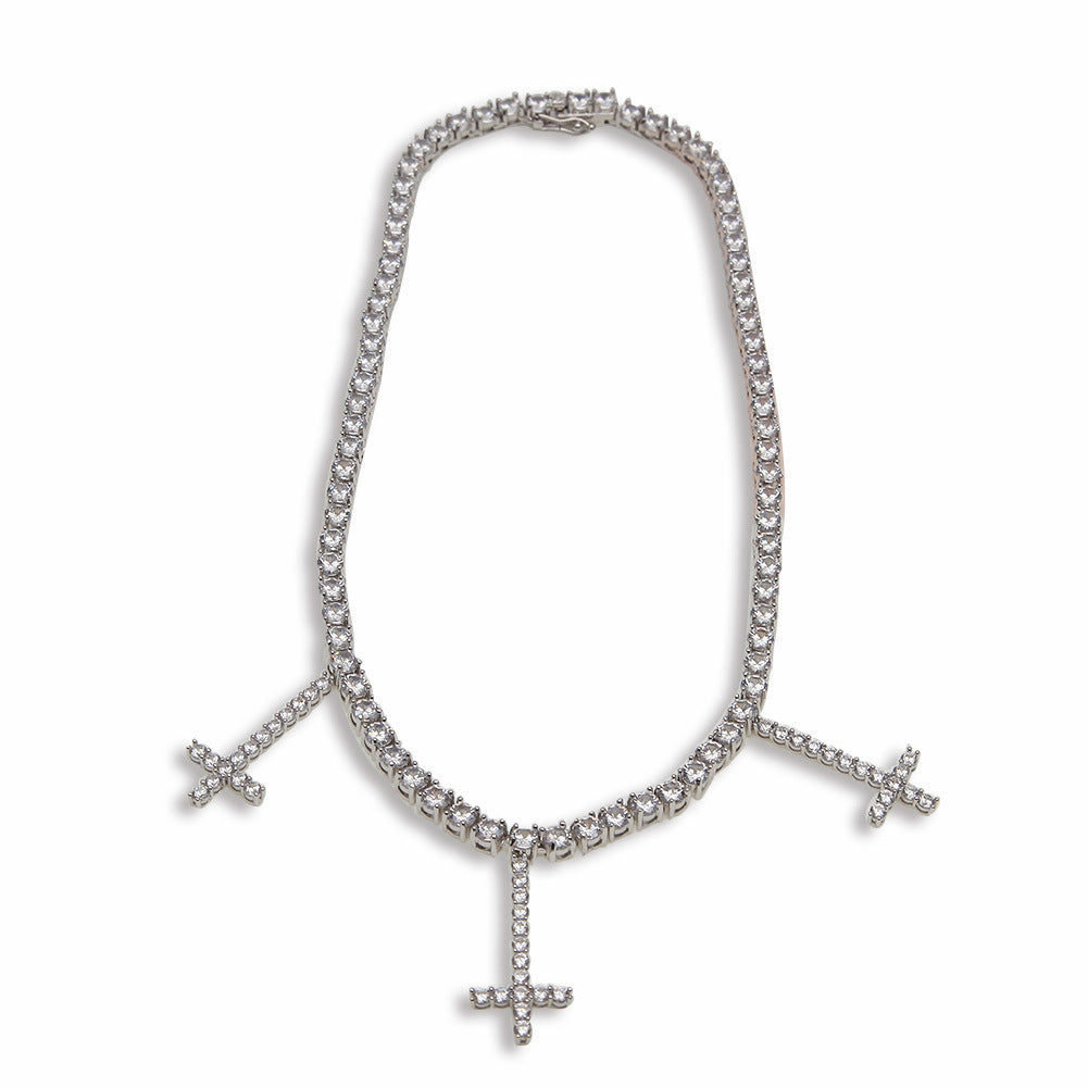 Inverted Crucifix CZ Diamond Necklace