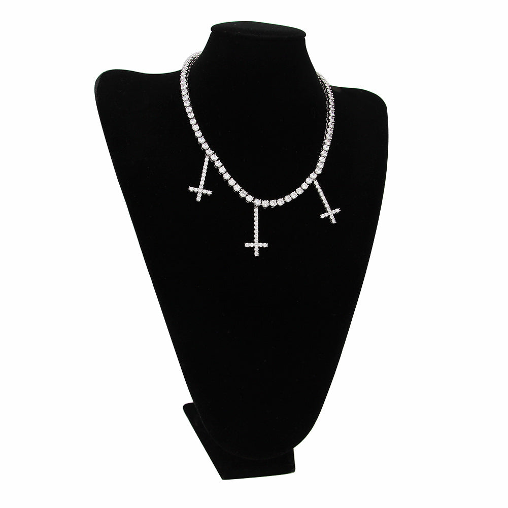 Inverted Crucifix CZ Diamond Necklace