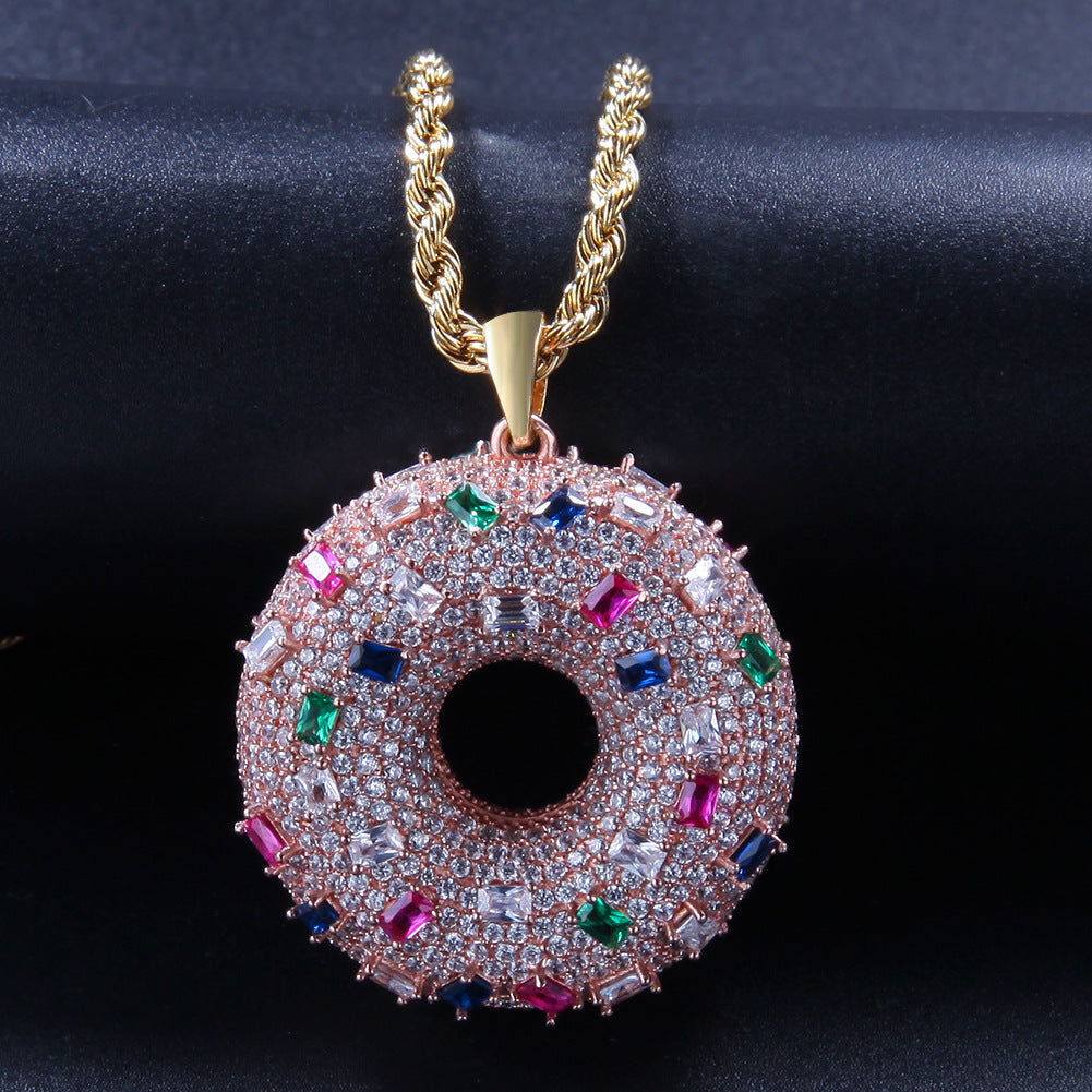 Frosted Donut Pendant Necklace