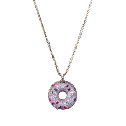 Frosted Donut Pendant Necklace