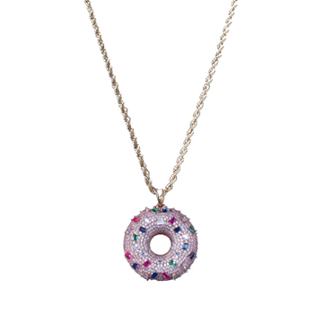 Frosted Donut Pendant Necklace