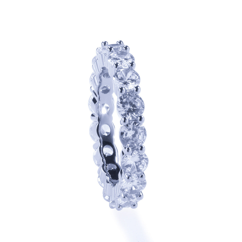 Single Row CZ Diamond Wedding Band Ring