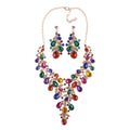 Exaggerated Over-Sized Rhinestone Princess Necklace & Earrings Set