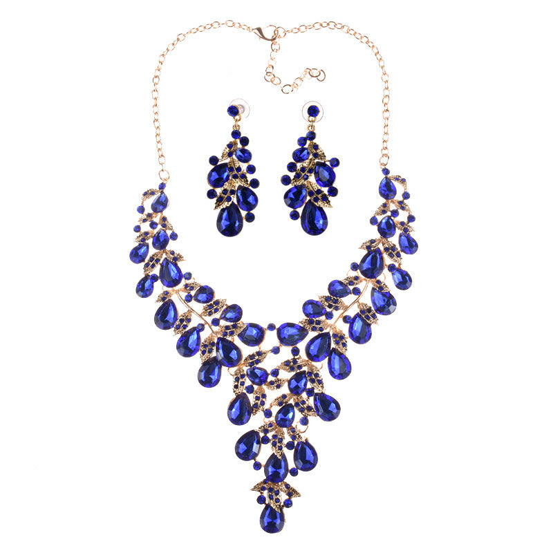 Exaggerated Over-Sized Rhinestone Princess Necklace & Earrings Set