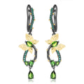 Enchanted Garden Peridot & Tsavorite Butterfly Hoop Earrings