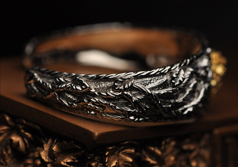 Antique Style Dragon-Scale Bracelet with Golden Accents