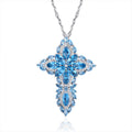 Celestial Sapphire Cross Pendant Necklace