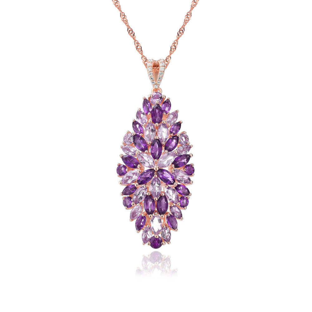 Rose Gold Radiance Amethyst Pendant Necklace