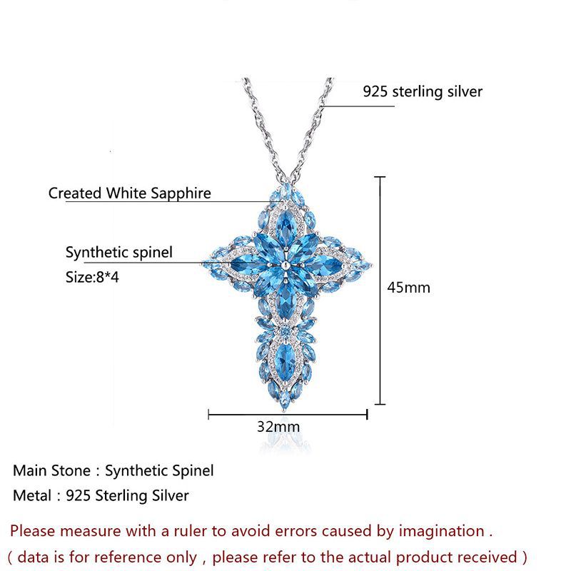 Celestial Sapphire Cross Pendant Necklace