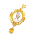 Versailles Elegant Golden Cameo Pendant Necklace with Diamond Accents