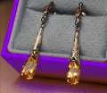 Antique-Inspired Citrine Drop Earrings with Textured Silver Detail