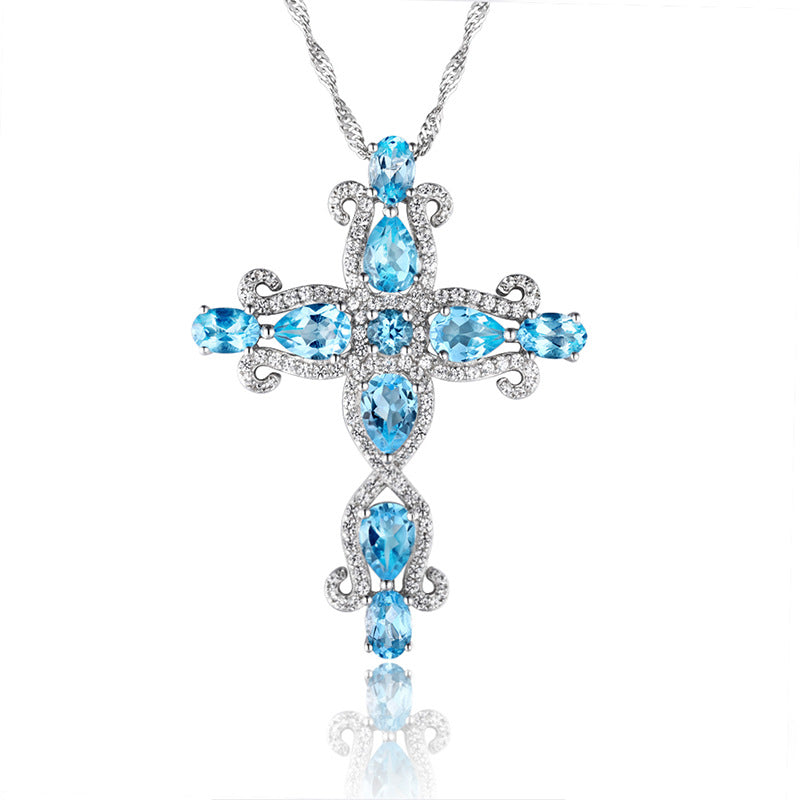 Aquamarine Grace Cross Pendant