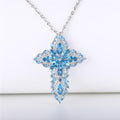 Celestial Sapphire Cross Pendant Necklace