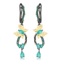 Enchanted Garden Peridot & Tsavorite Butterfly Hoop Earrings