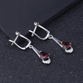 Sophisticated Garnet Drop Earrings with Diamond Accents