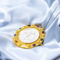 Raphaelo Luxe Gold Medallion Necklace with Multicolor Gemstones