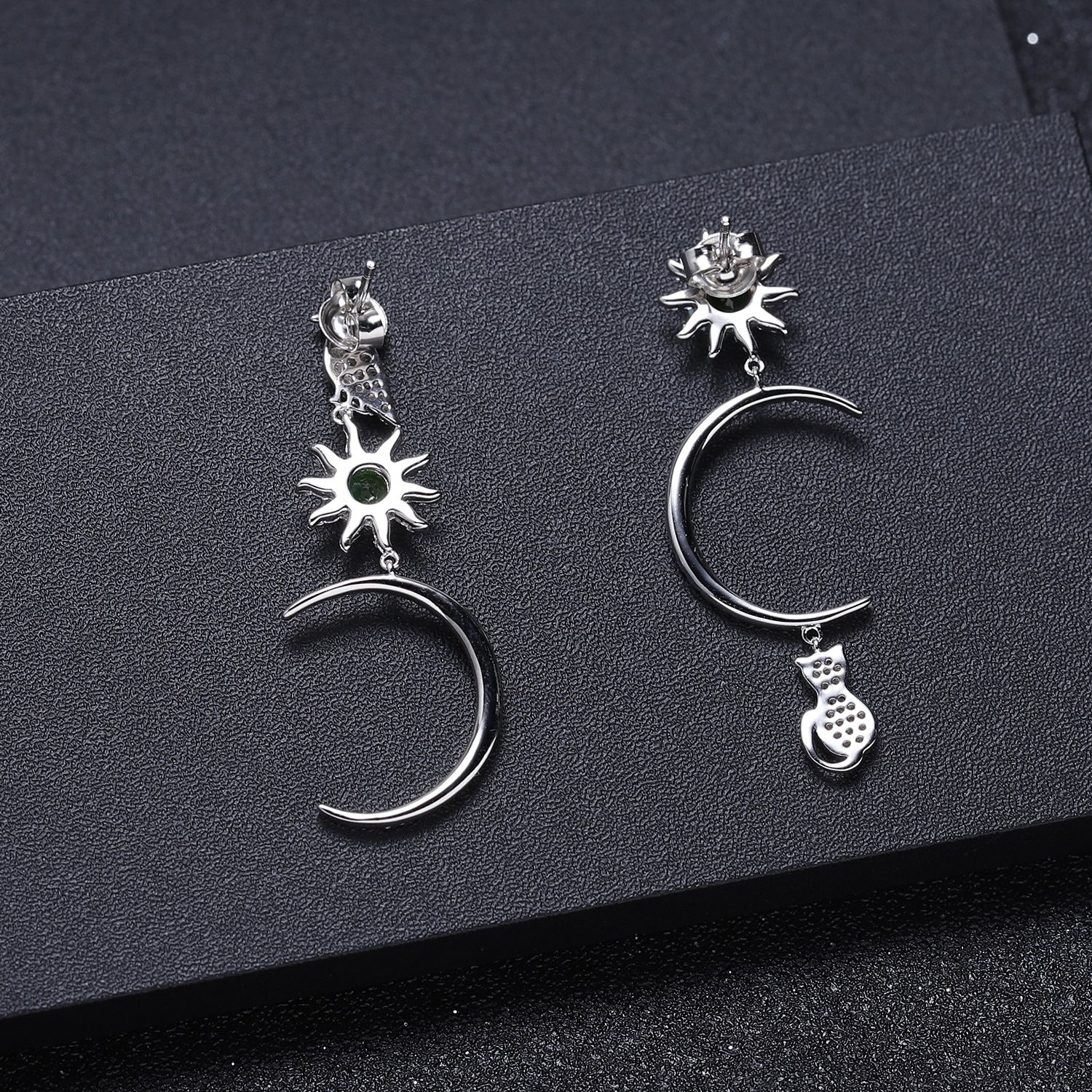 Whimsical Night Sky Diamond Earrings with Gemstone Accents